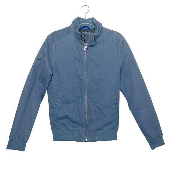 IDRIS ELBA X SUPERDRY Monogram Edition Full Zipper Bomber Jacket Blue Size Small - Picture 3 of 16